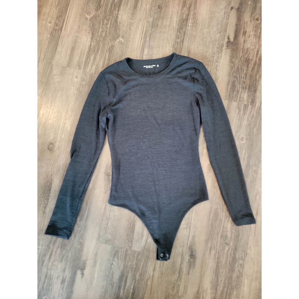 Abercrombie & Fitch Soft A&F Cosy Long Sleeve Bodysuit Charcoal‎ Grey Womens M